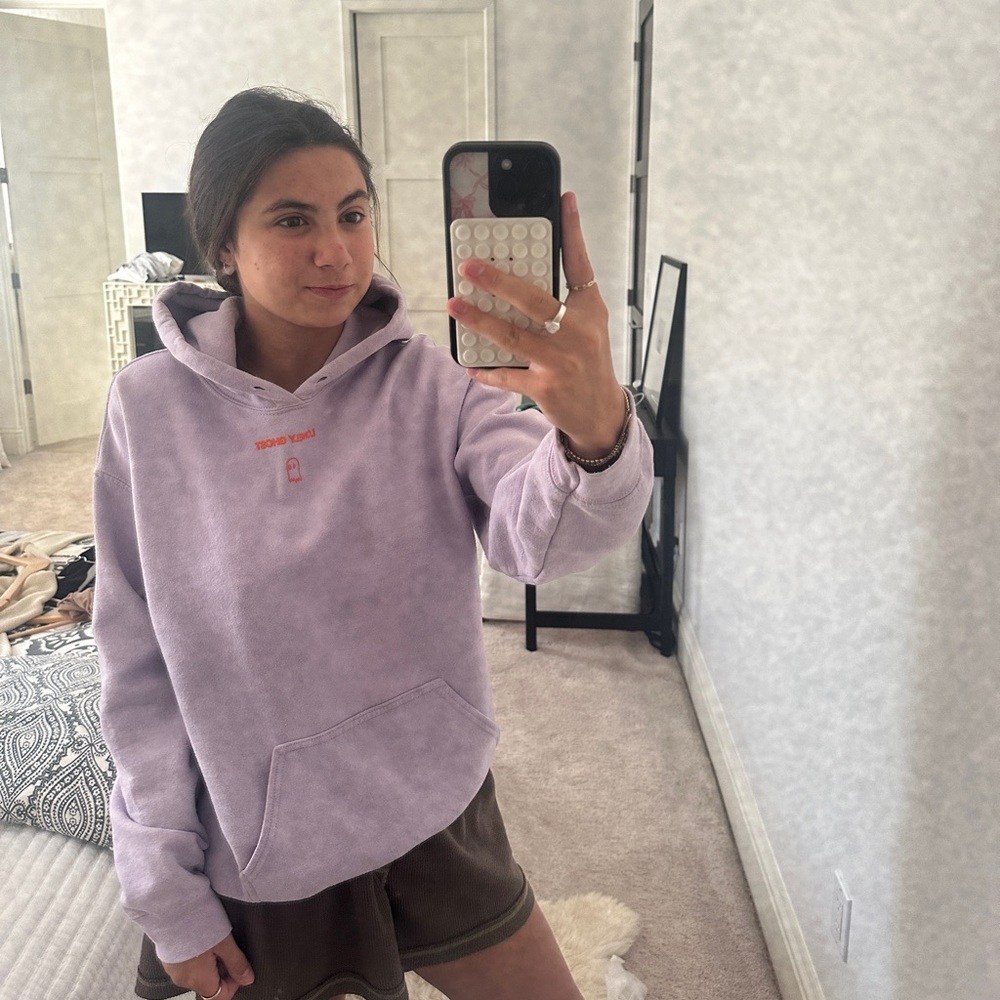 Lonely ghost “text me when you get home” purple hoodie